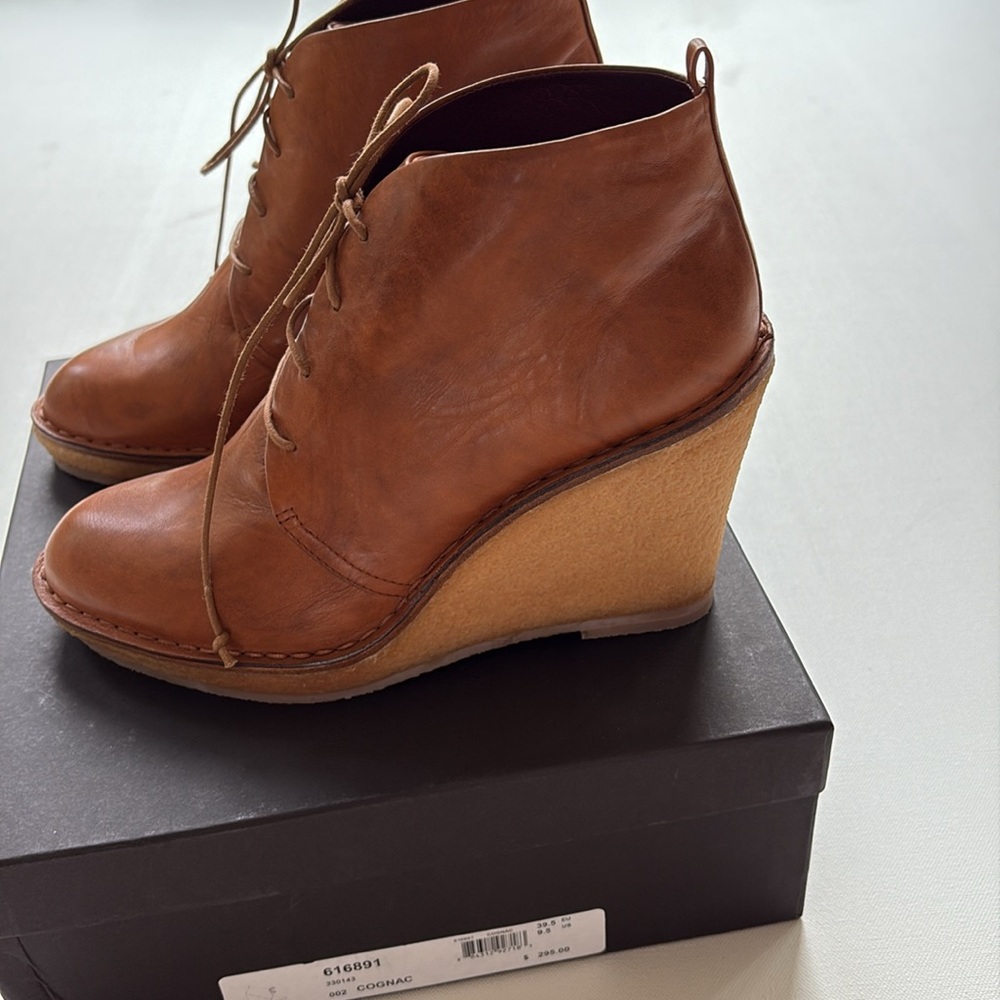 Marc By Marc Jacobs Cognac Leather Wedge Booties-NIB-Brown-Size 8.5-9 - Picture 5 of 14
